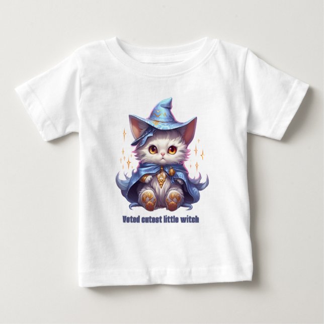 Halloween Blå Häx Kitty T Shirt (Framsida)