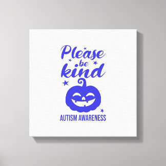 Halloween Blå Pumpa Autism Medvetenhet Canvastryck