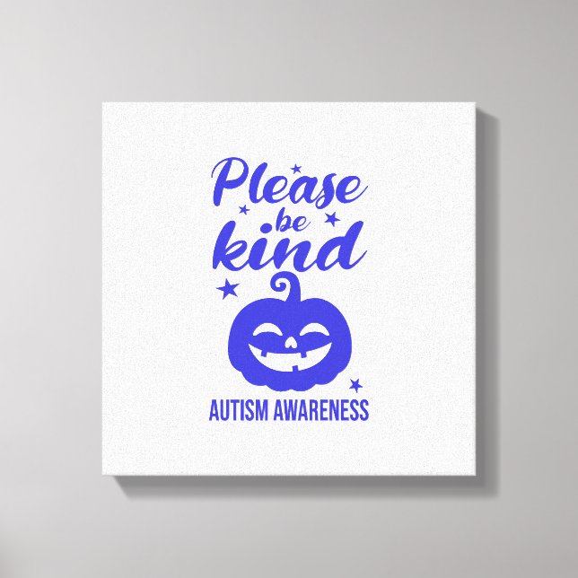 Halloween Blå Pumpa Autism Medvetenhet Canvastryck (Framsida)