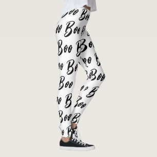 Halloween Black and White Bo Text mönster Leggings