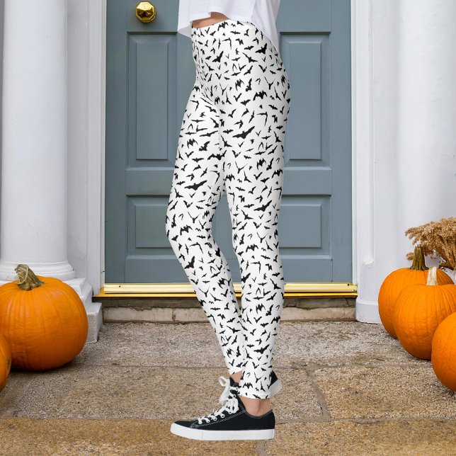 Halloween Black and White-Fladdermöss Leggings (Skapare uppladdad)