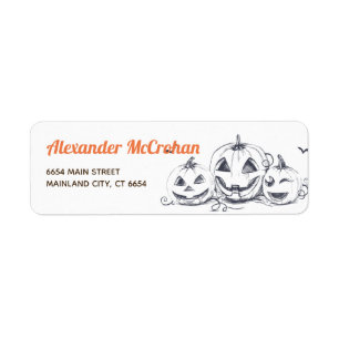 Halloween Black and White Little Pumpkin Returadress Etikett