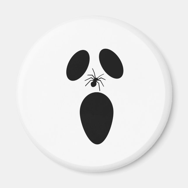 Halloween Black and White Scary Ghost Ansikte Magnet (Framsidan)