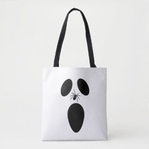 Halloween Black and White Scary Ghost Ansikte Tygkasse