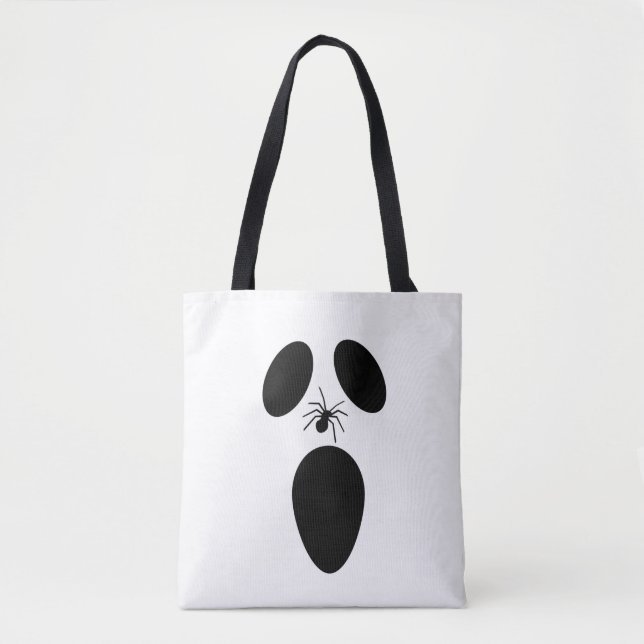 Halloween Black and White Scary Ghost Ansikte Tygkasse (Framsida)