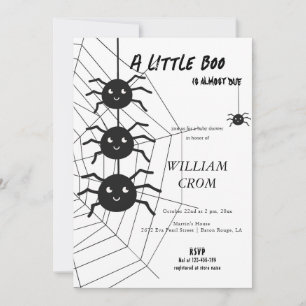 Halloween Black and White Spindelnät Baby Shower Inbjudningar