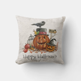 Halloween Black Bird och Pumpkins | Dekorativ kudd Kudde