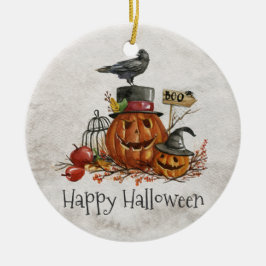 Halloween Black Bird och Pumpkins | Ornament