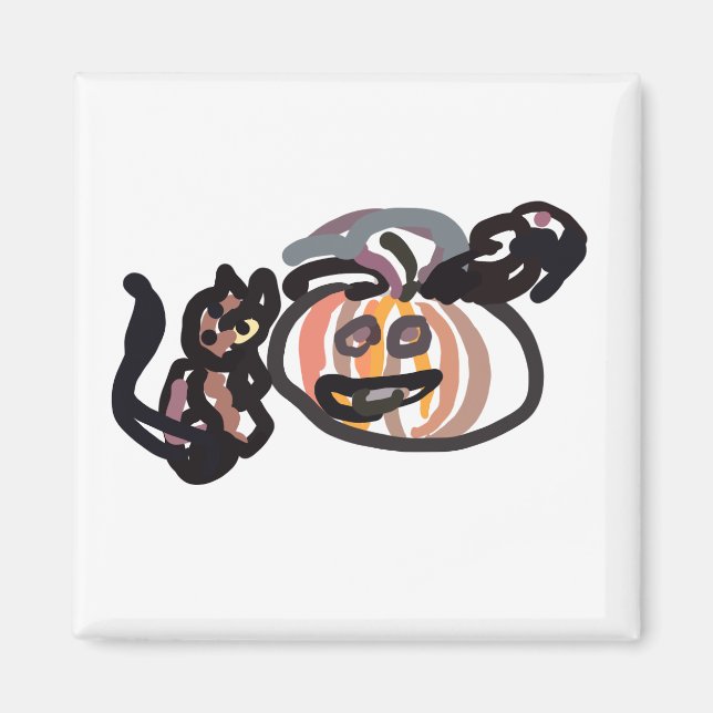 Halloween black cat and raven magnet (Framsidan)