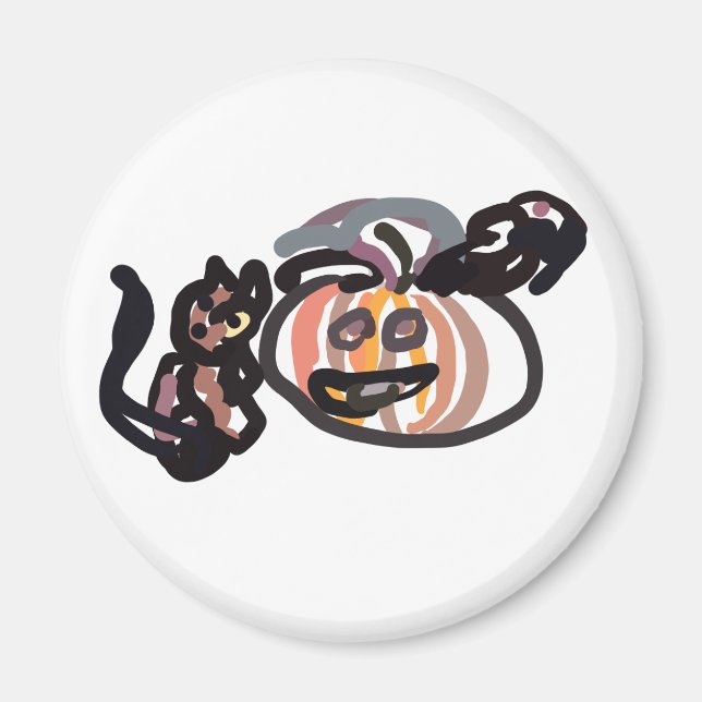Halloween black cat and raven magnet (Framsidan)