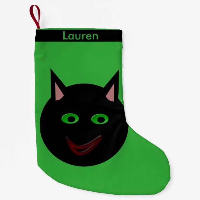 Halloween Black Cat Anpassningsbar Stocking Liten Julstrumpa (Framsidan)