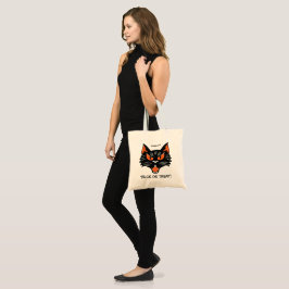 Halloween Black Cat Bus eller godis Bag med Namn Tygkasse