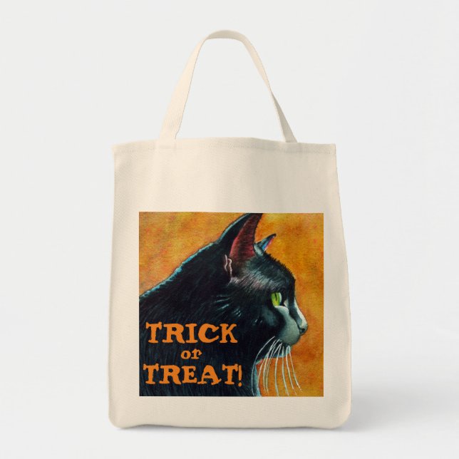 Halloween Black Cat Bus eller godis Bag Tygkasse (Framsidan)