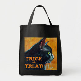 Halloween Black Cat Bus eller godis Bag Tygkasse