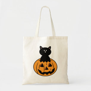 Halloween Black Cat Bus eller godis Halloween Bag Tygkasse