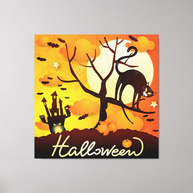 Halloween Black Cat Canvastryck (Framsida)