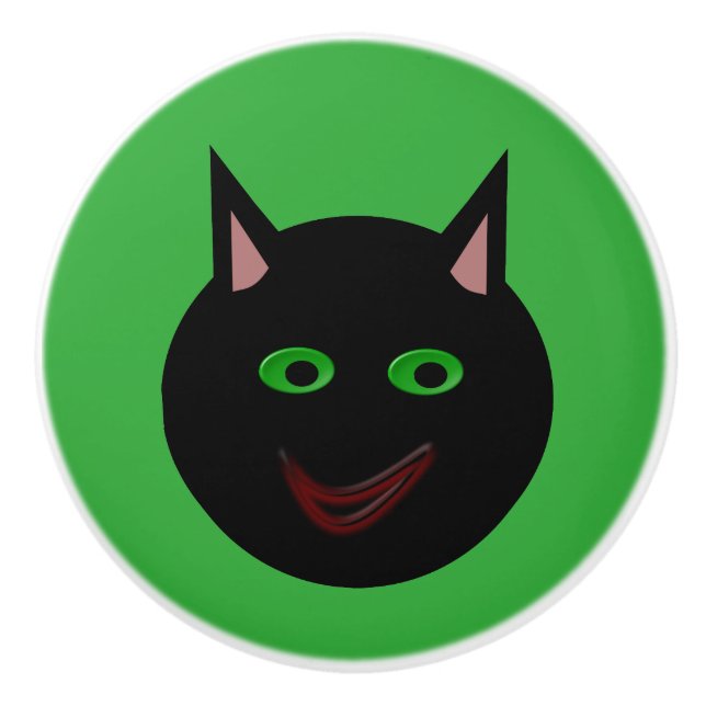 Halloween Black Cat Ceramic Knob Knopp (Framsidan)