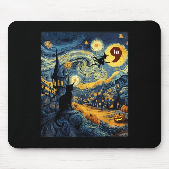 Halloween Black Cat Comma La Starry Night Art Kama Musmatta (Framsidan)