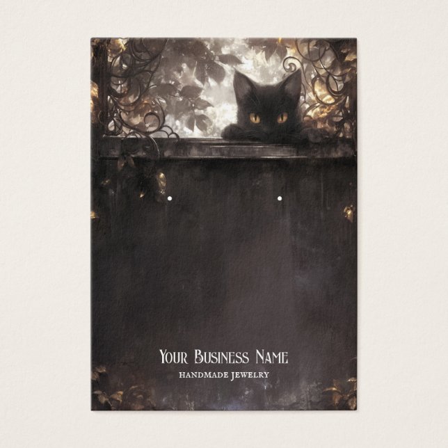 Halloween Black Cat Earring Visning Card Visitkort (Framsidan)