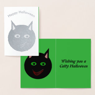 Halloween Black Cat Foil-kort Folierat Kort