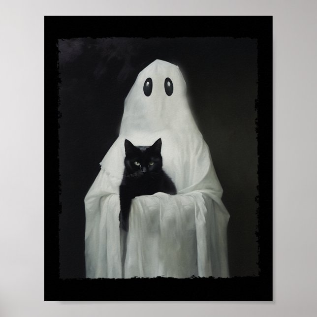 Halloween Black Cat Ghost Spooky Season Costume Poster (Framsidan)