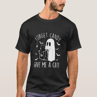 Halloween Black Cat glömmer Candy Ge mig en Roligt T Shirt