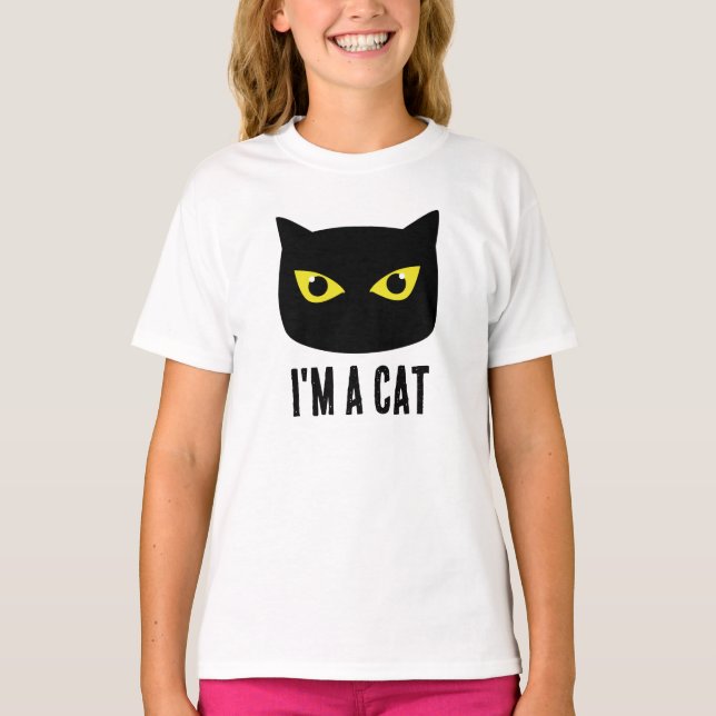 Halloween Black cat gult ögon I är en katt T Shirt (Framsida)