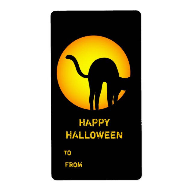 Halloween Black Cat Happy halloween Gift-etikett Fraktsedel (Framsidan)
