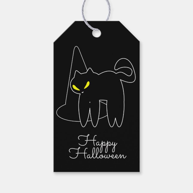 Halloween Black Cat Hat Bus eller godis Candy Presentetikett (Framsidan)