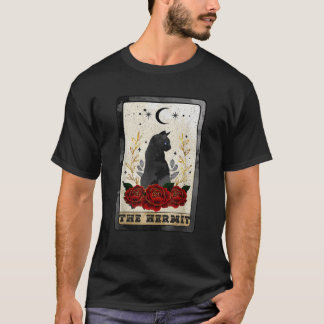 Halloween Black Cat Hermit Tarot Card Witchcra T Shirt
