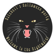 Halloween Black Cat Hissing Roligt Slogan Sticker