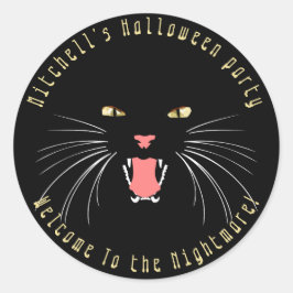 Halloween Black Cat Hissing Roligt Slogan Sticker Runt Klistermärke