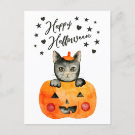 Halloween Black Cat i Jack O'Lantern Helg Vykort