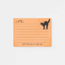 Halloween Black Cat Iconic Silhouette Orange Post-it Block