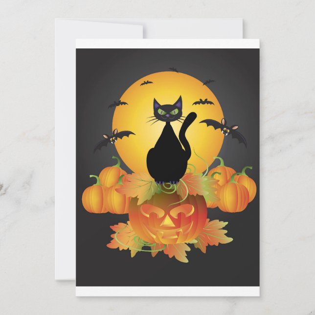 Halloween Black Cat-inbjudan Inbjudningar (Framsida)
