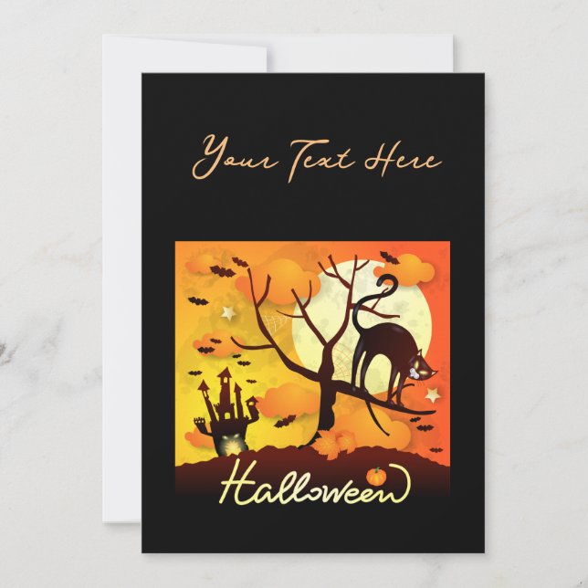 Halloween Black Cat Julkort (Framsida)