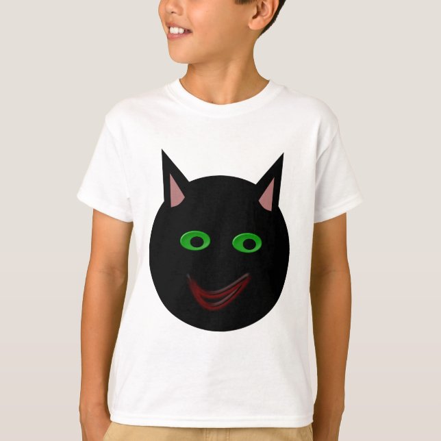 Halloween Black Cat Kids T Shirt (Framsida)