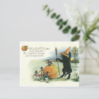 Halloween Black Cat Kitten Mice Mouse Postcard Vykort