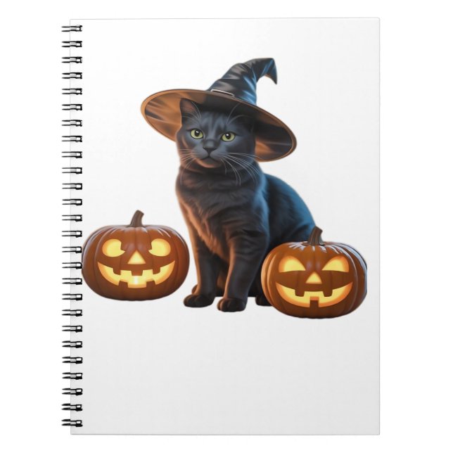 Halloween Black Cat Magic Classic T-Shirt Anteckningsbok (Framsidan)
