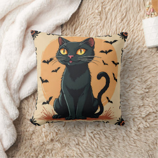 HALLOWEEN BLACK CAT MED FLADDERMUS KUDDE