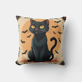 HALLOWEEN BLACK CAT MED FLADDERMUS KUDDE