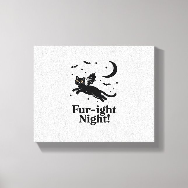 Halloween Black Cat med Fladdermus Vingar Graphic  Canvastryck (Framsida)