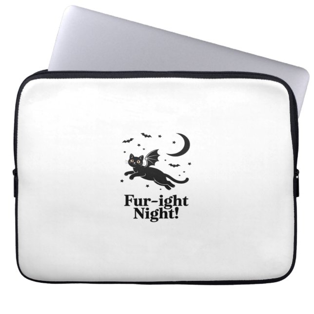 Halloween Black Cat med Fladdermus Vingar Graphic  Laptop Fodral (Framsidan)