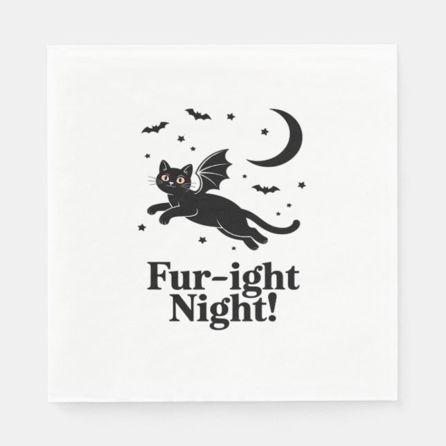 Halloween Black Cat med Fladdermus Vingar Graphic  Pappersservett (Framsidan)