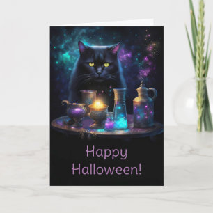 Halloween Black Cat med Magic Mystical Posts Kort