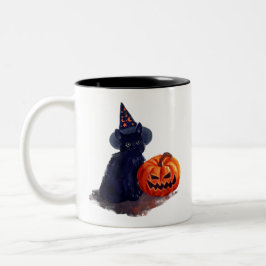 Halloween Black Cat med Pumpkin Två-Tonad Mugg