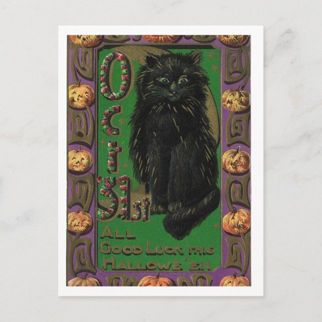 Halloween Black Cat Mice Mouse Postcard Vykort (Framsida)
