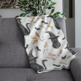 Halloween Black Cat Mönster - Witchy Cat Fleecefilt