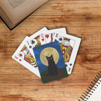 Halloween Black Cat Moonlit Silhouette Casinokort