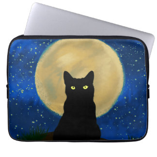 Halloween Black Cat Moonlit Silhouette Laptop Fodral